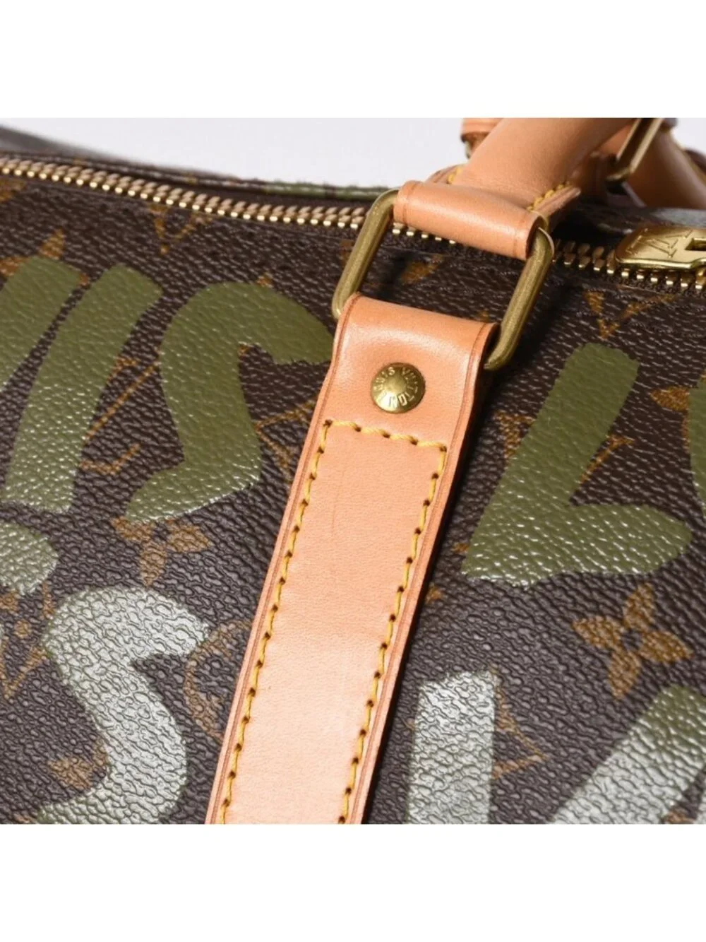 Louis Vuitton Monogram Graffiti Keepall 50 Brown Khaki Gold